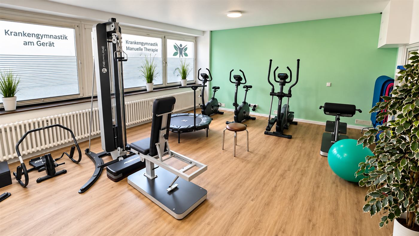 Trainingsbereich mit Ergometern und Kraftgeräten